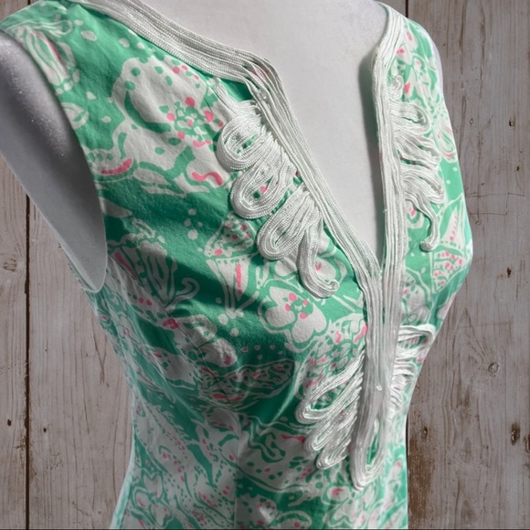 Lilly Pulitzer Short Janice Dress in Beach Bash Print, Green White & Pink Size 4 - Picture 9 of 15